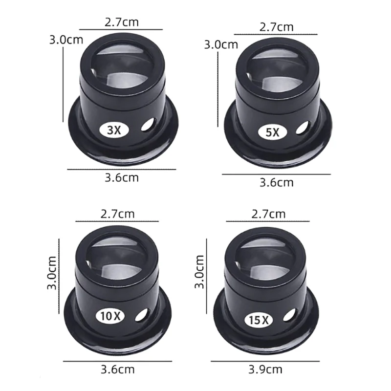 1/4 шт. 3x/5x/10x/15x/20x лупа для глаз лупы набор инструментов ремонта часов ювелирная