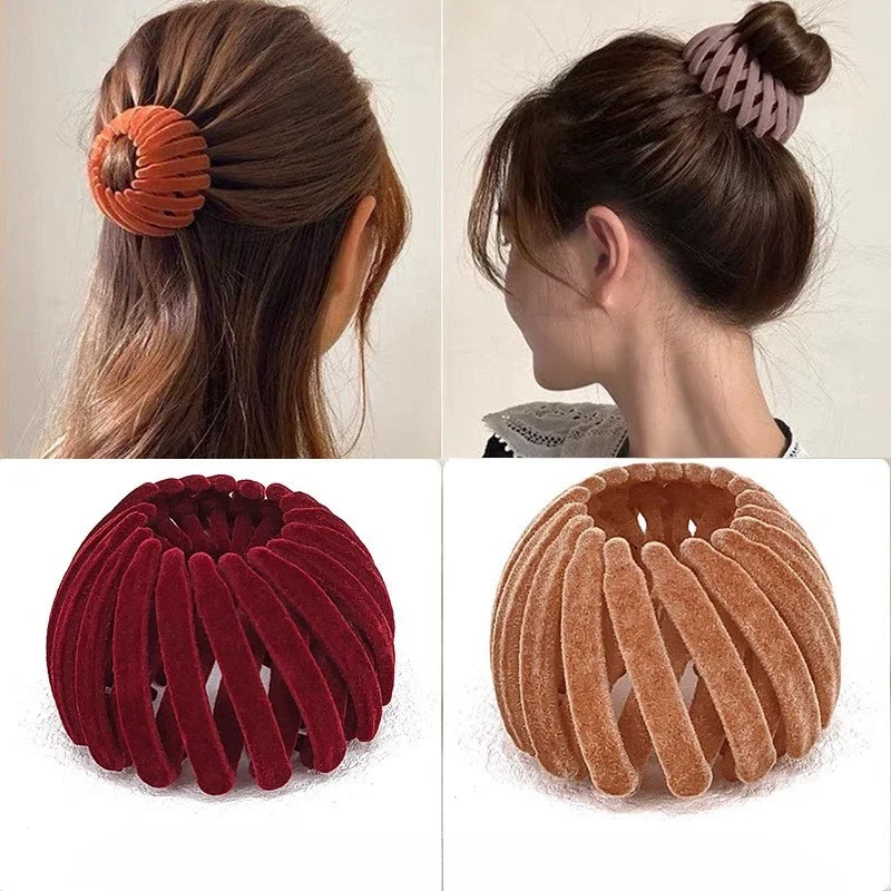 Женские заколки для волос бархатное птичье гнездо коготь булочка заколка
