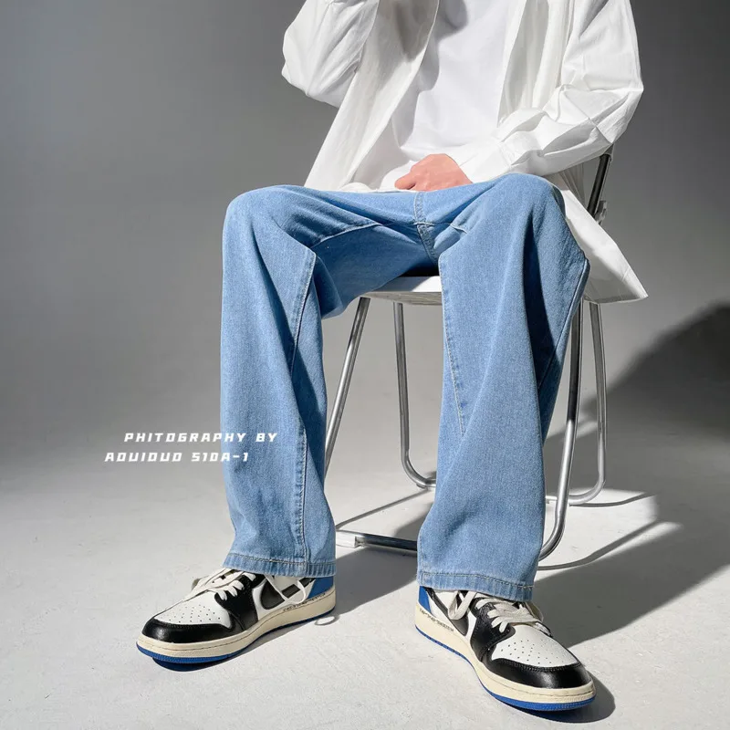 Black/Blue/White Jeans Men Fashion Casual Baggy Jeans Men Streetwear Loose Hip Hop Straight Denim Pants Mens Trousers S-2XL