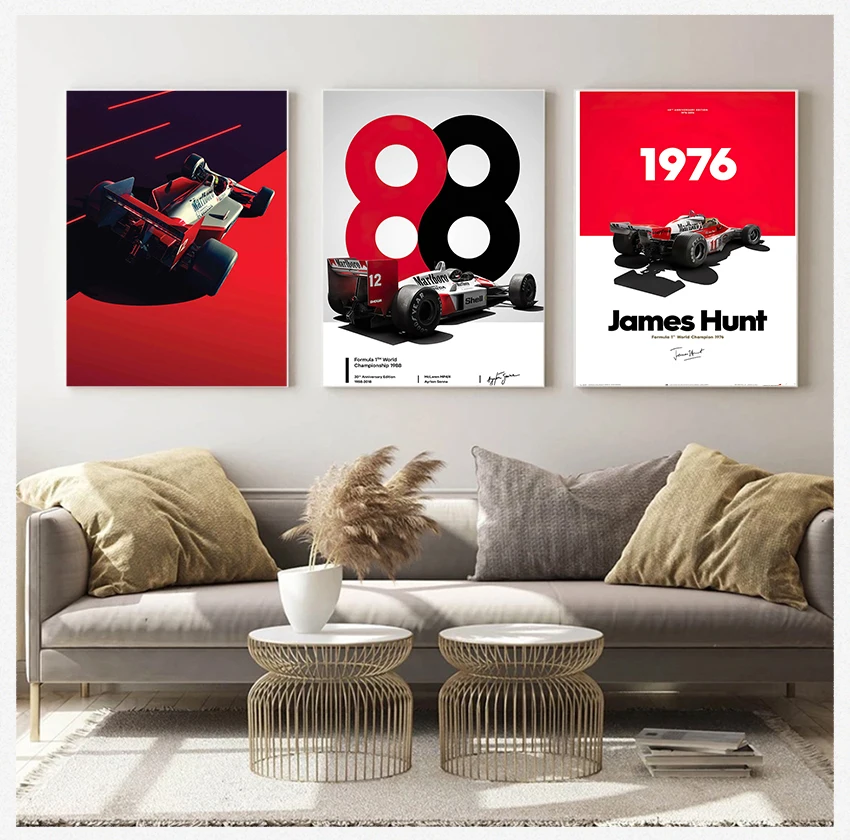 

Car Posters Prints Wall Art Canvas Picture Painting For Living Room Decor Ayrton Senna F1 Formula Mclaren World Champion Racing