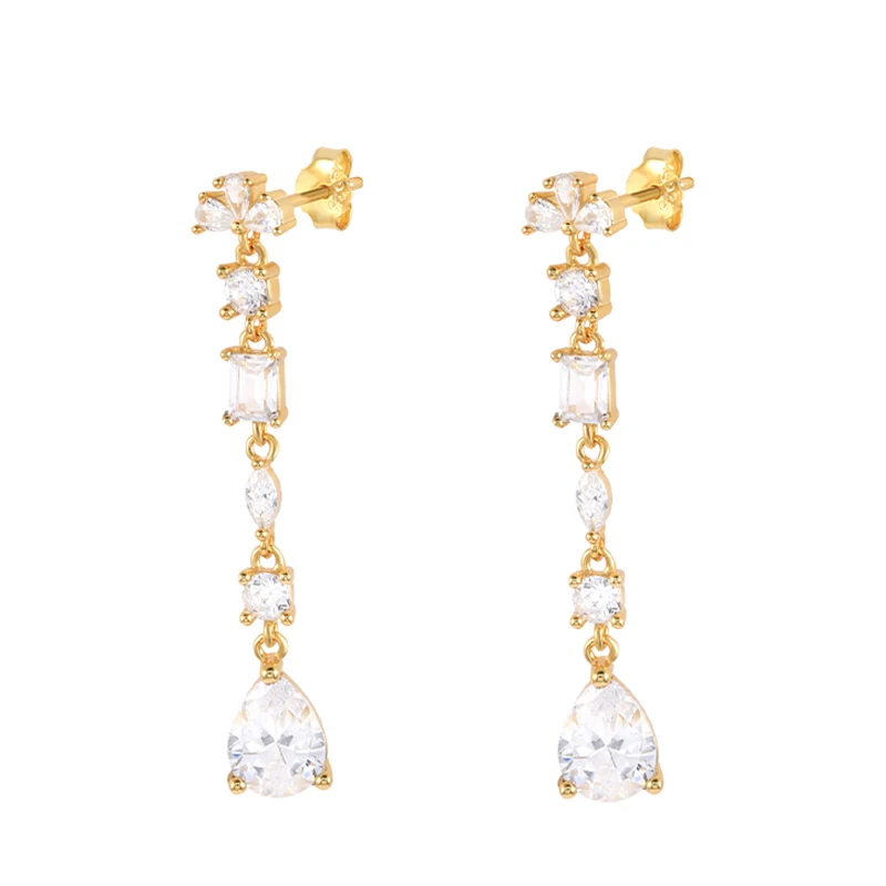 

Delicate Zircon Drops Statement Earrings Pierced for Women Trendy Wedding Fashion Jewelry Pendientes Ins Same Earring Party Gift