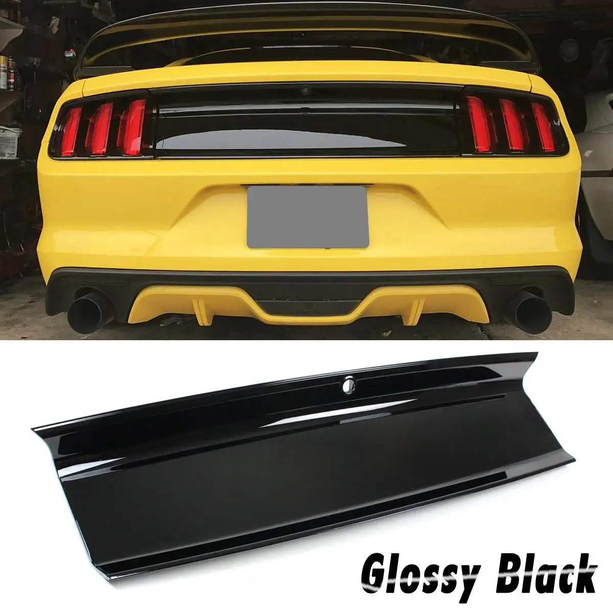 

Excellent Quallity ABS Glossy Black Car Rear Lid Trunk Decklid Panel Cover Kit For Ford For Mustang 2015-2019 Car Accessories
