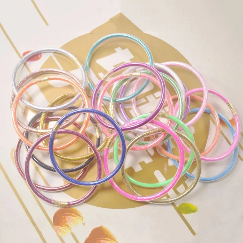 

3pc/set Bracelets for Women Girls Jelly Silicone Bangle Available Gold Foil Bangle for women charm Accessory Gift