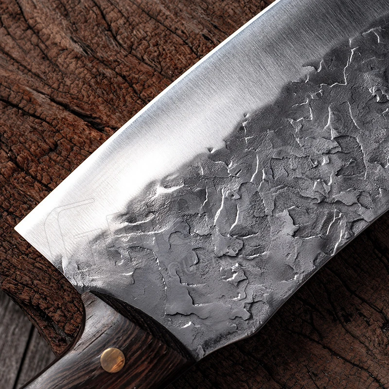Кованый кухонный нож шеф-повара ручной работы Практичный Нож-Кливер с деревянной
