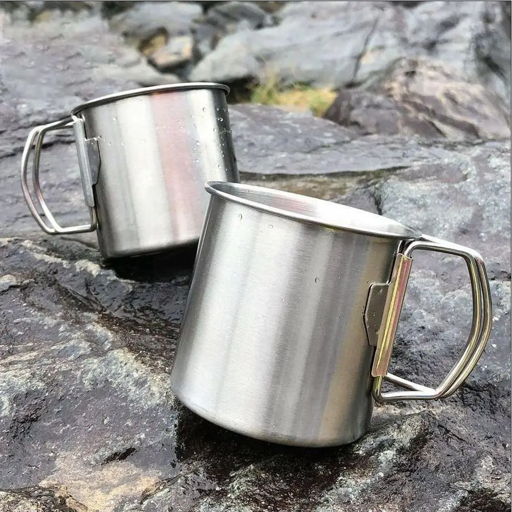 

304 Steel Cup Camping hike Tourism Picnic Tableware Portable Accessories Adventure Cup Survival Outdoor Y0F8