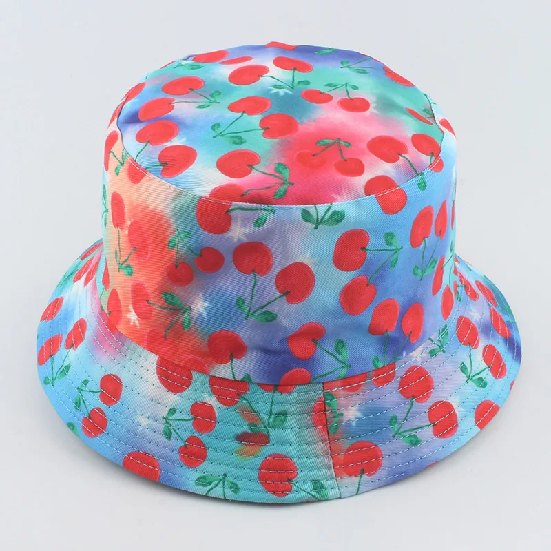 

Bucket Hat Women Summer Sun Beach Brim Cap UV Protection Cherry Reversible Holiday Accessory For Teenagers Girl Outdoors