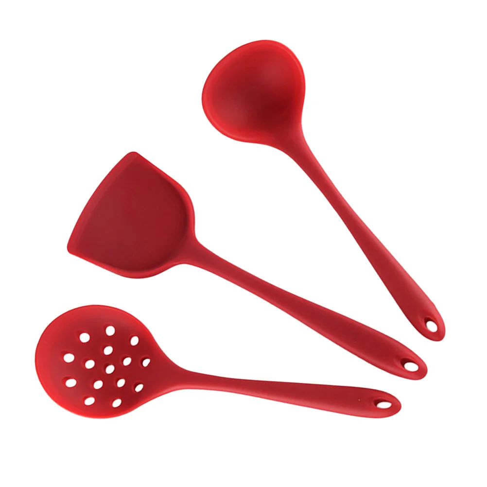 

Set Silicone Cooking Cookware Kitchen Utensils Heat Resistant Spatula Tools Utensil Nonstick Spoon Non Scratch Colander Skimmer