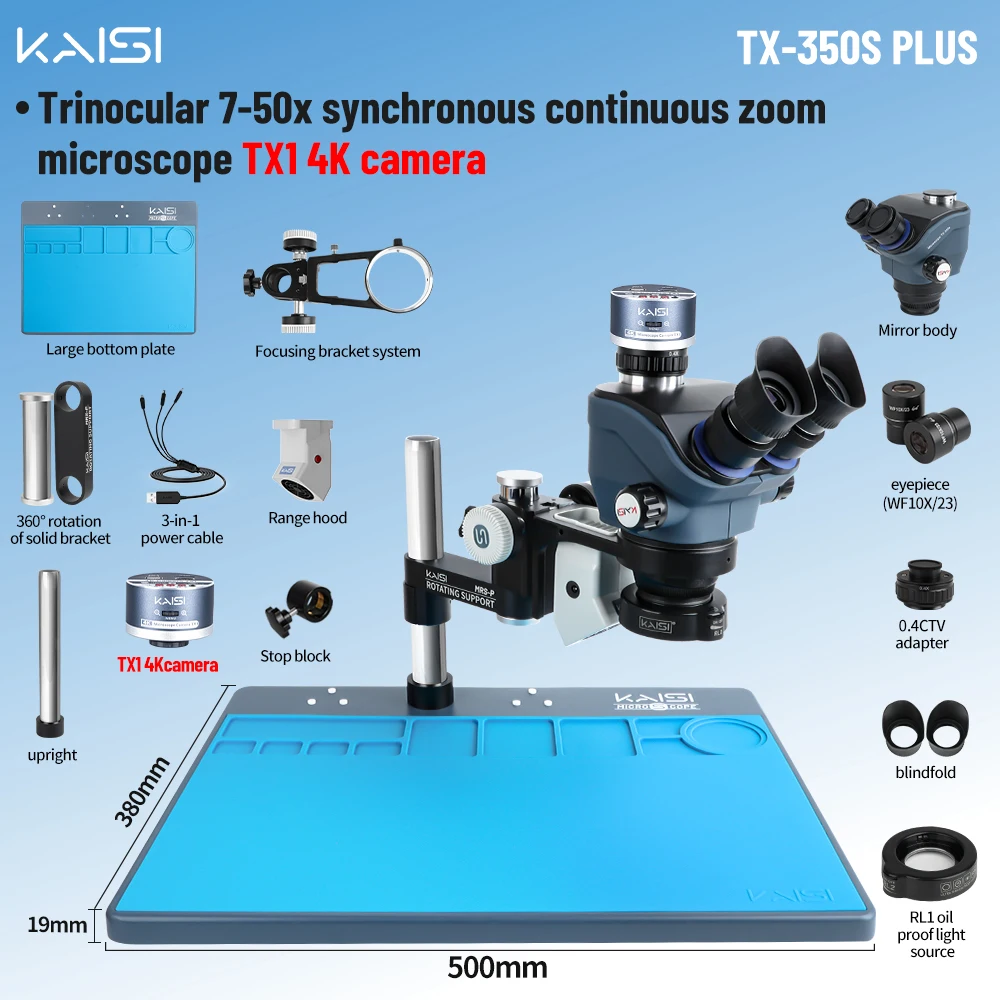 

Kaisi TX-350S PLUS 7-50x Тринокулярный микроскоп