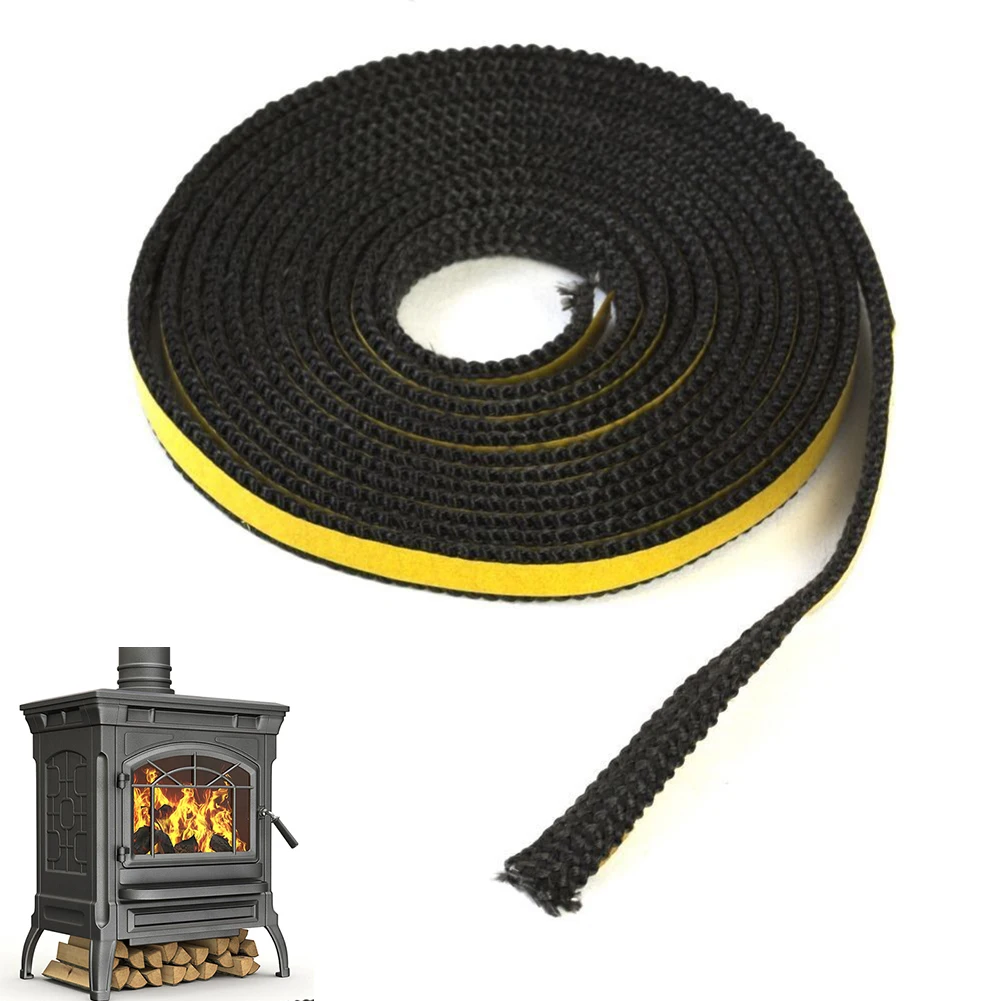 

4M Fireplace Flat Stoves Rope Fiberglass Fireplace Door Sealing Cord Replacement Gasket Tape Sealing Rope Replacement