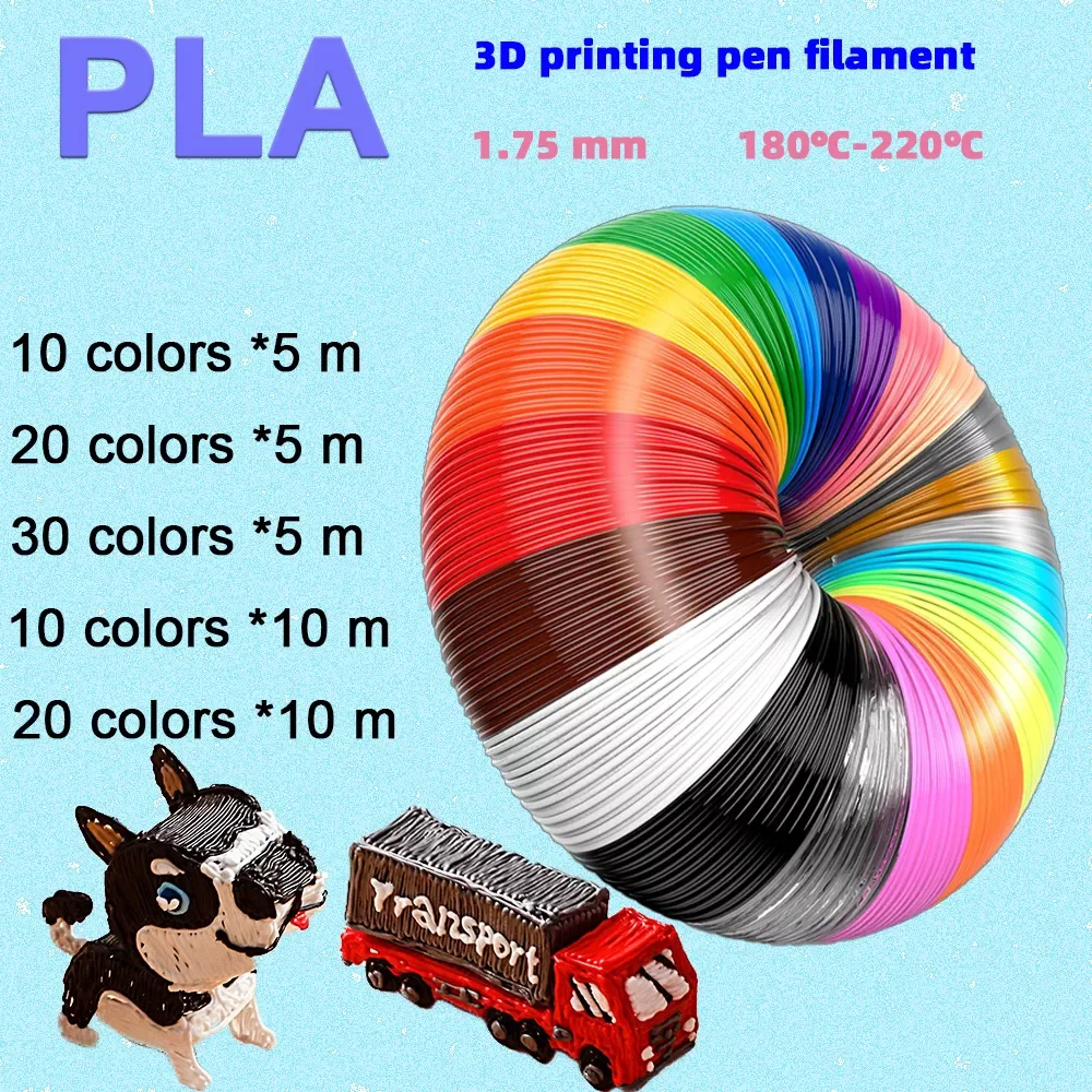 

NEW2023 Use For 3D Printing Pen 200 Meters 20 1.75MM PLA Filament Threads Plastic 3 d Printer Materials For Kid Drawing Toys