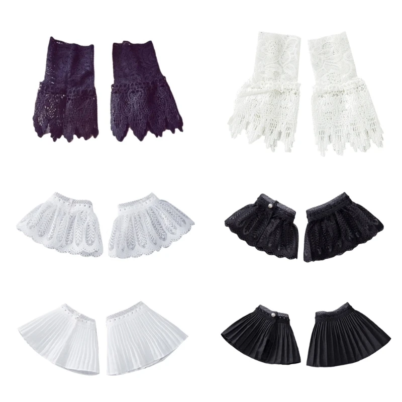 

Womens Vintage Sheer Floral Lace Wrist Gloves Elastic Lace Bowknot Arm Cuff
