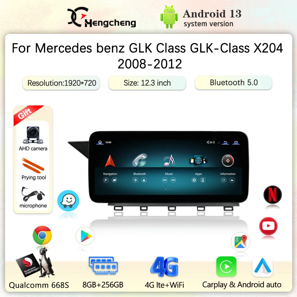 Автомобильный мультимедийный видеоплеер Android13 для Mercedes benz GLK Class GLK-Class X204 2008-2012