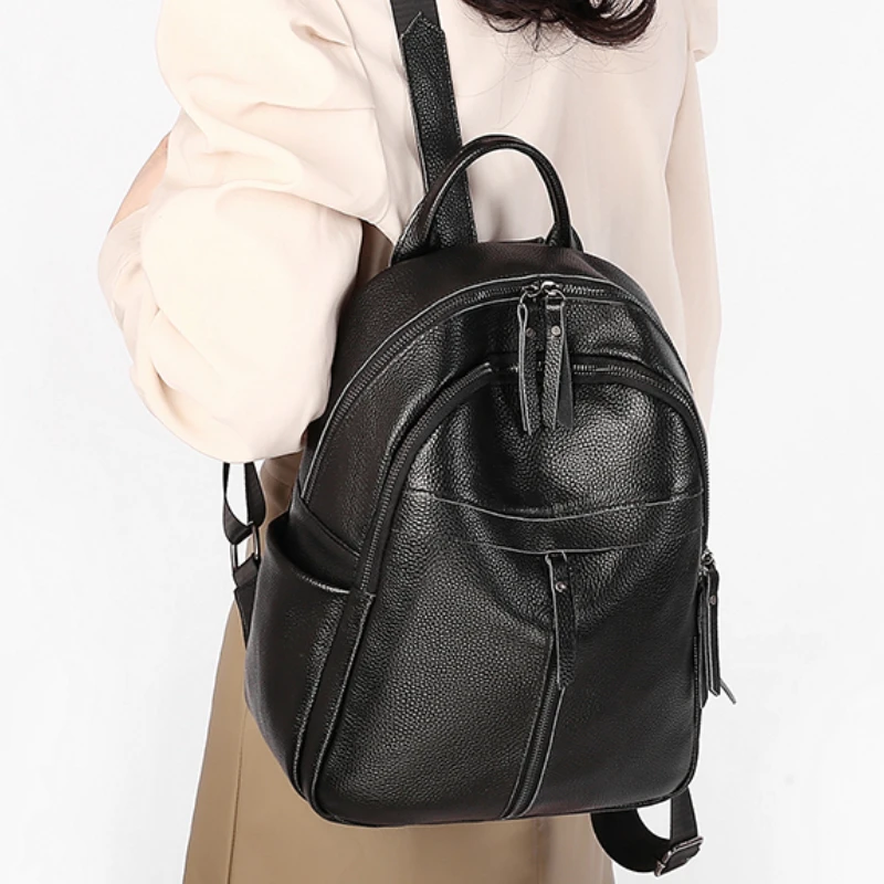 

Luxury Women's Backpacks Fashion Casual Bookbag Large Capacity Simple Travel Backpack Genuine Leather School Bags Commuter Girls