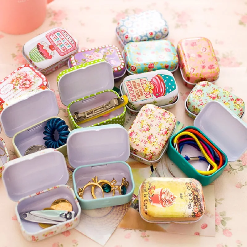 Mini boîte en fer blanc colorée boîtes d'emballage de bijoux  boîte de bonbons petites boîtes de
