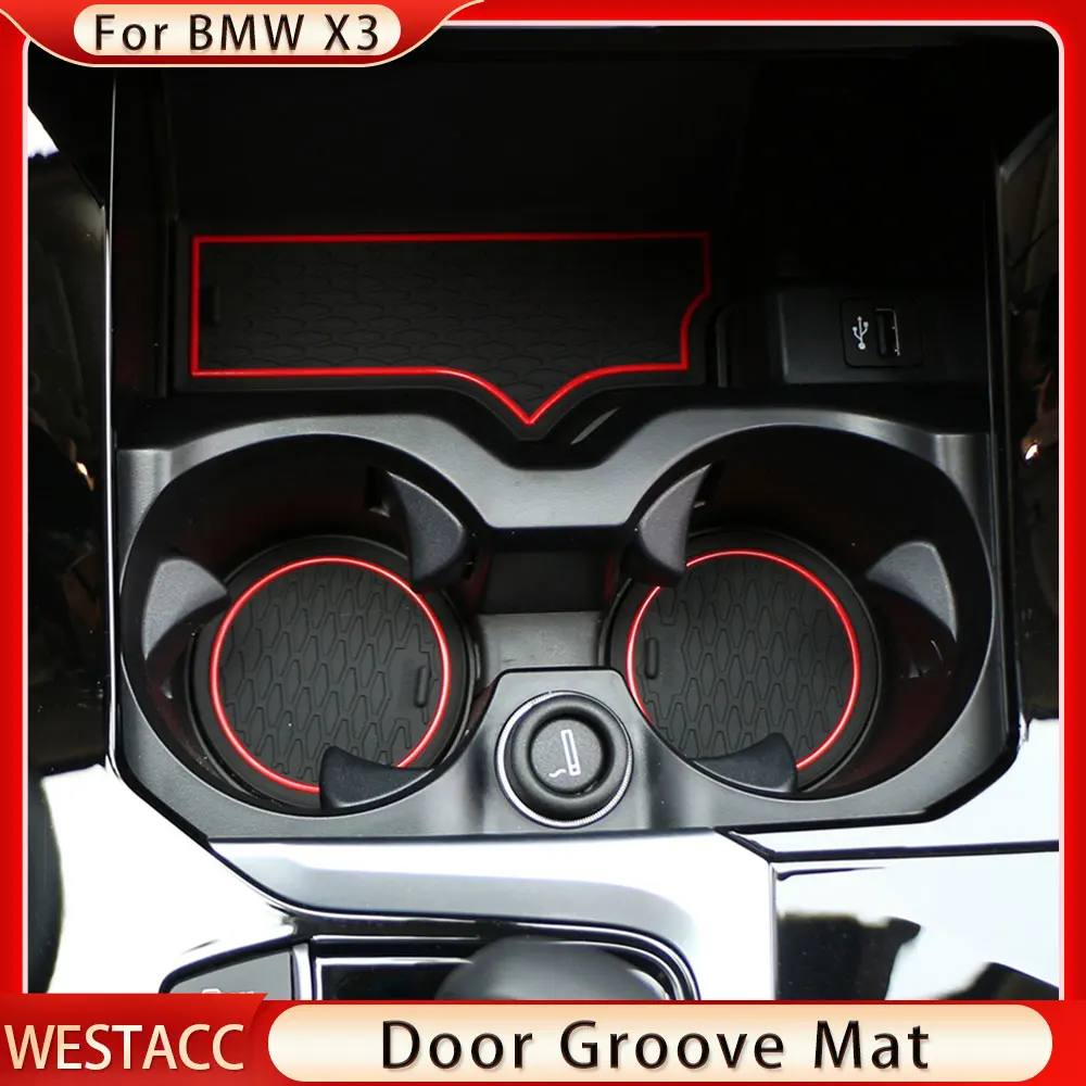 

Silicon Car Door Groove Mat for BMW X3 G01 2018 2019 2020 2021 Non-Slip Rubber Mats Gate Slot Cup Pad Interior Accessories