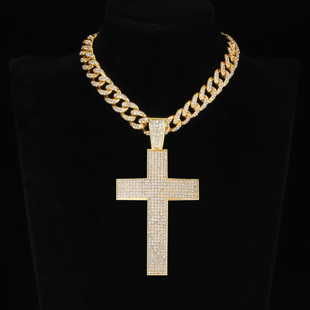 

Кубинское ожерелье в стиле хип-хоп для мужчин, кубинская цепочка со сверкающими звеньями в стиле рэпера, колье серебряного цвета, Подарочна...