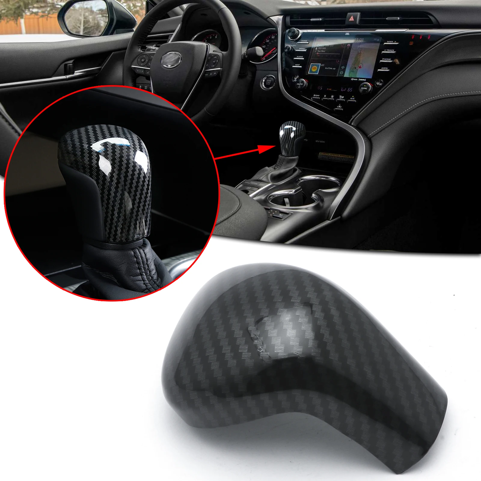 

Carbon Fiber Style Interior Gear Shift Knob Cover Molding Trim For Toyota Camry 2018-2021 Avalon Corolla Hatchback 2019 2020