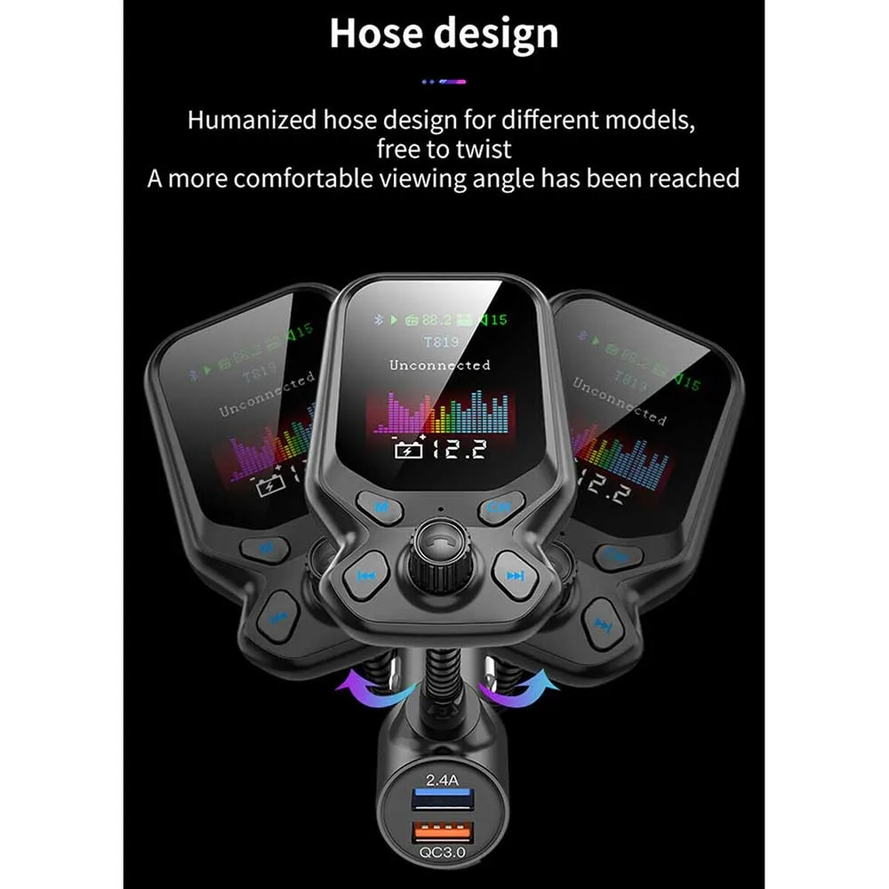 

High Quality Hot New Portable MP3 Player Radio Adapter Bluetooth FM Transmitter Car FM Transmitter 1.8in Colour Screen