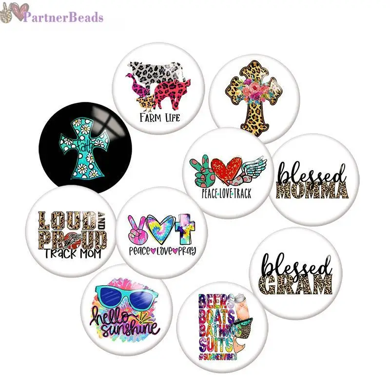 

Words Cross Round Photo Glass Cabochon Demo Flat Back Making Findings 20mm Snap Button N8451