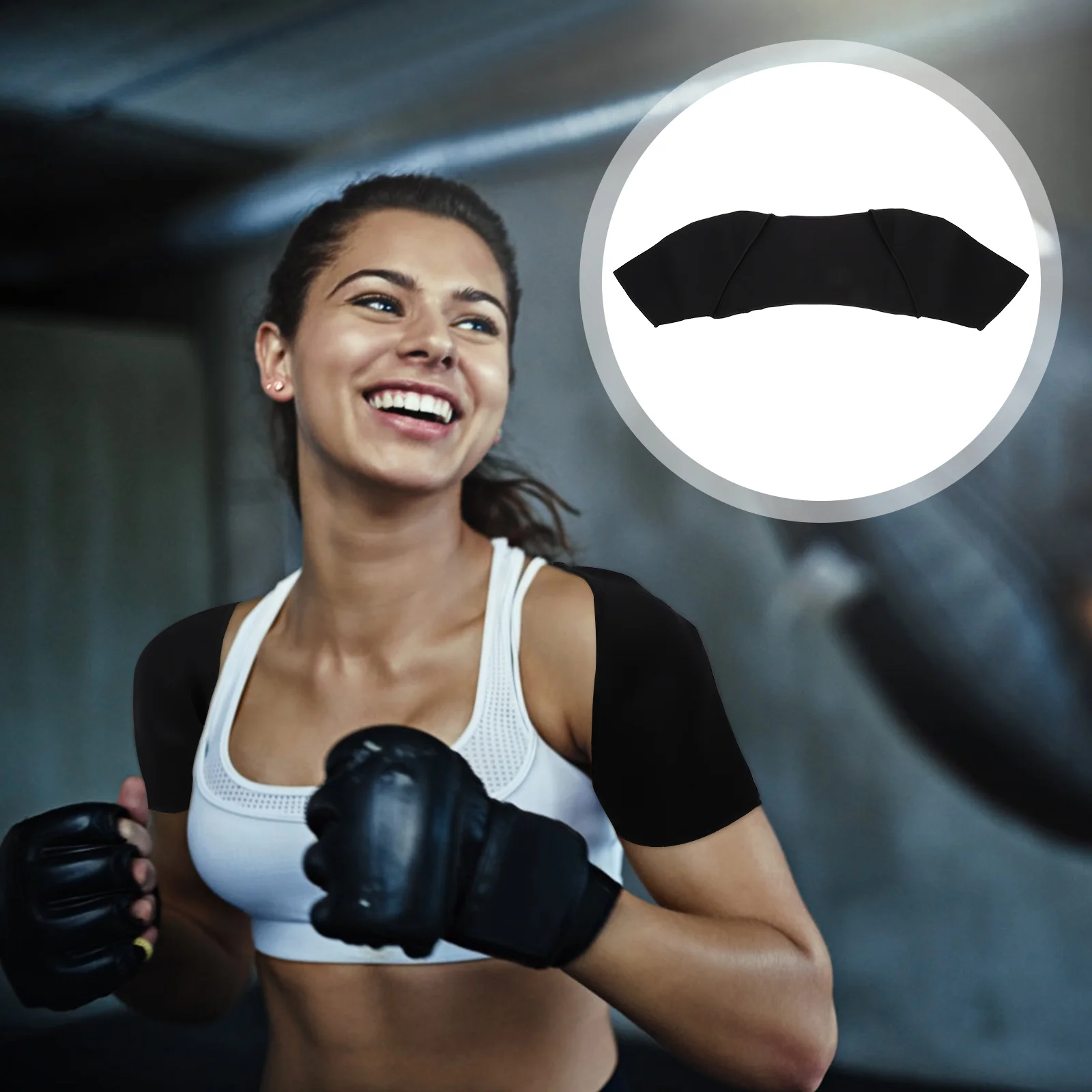 

Греющий плечевой ремень, черный поддерживающий бандаж для спины, мужской фиксатор для отдыха, спортивная ткань, нагревательные подушечки для шеи