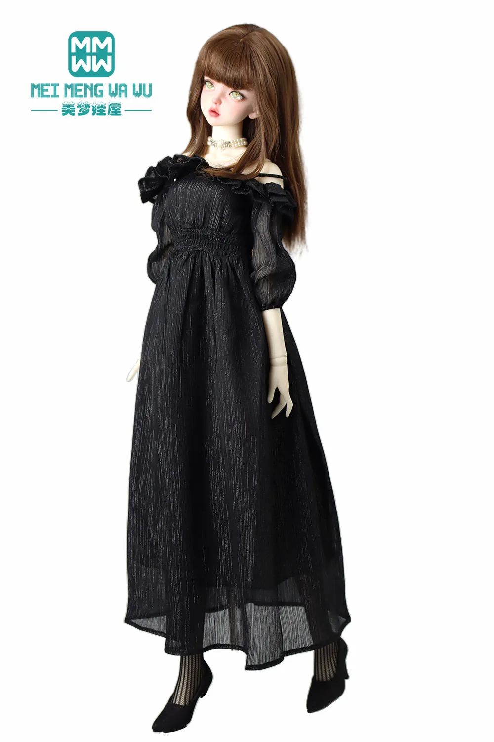 Шифоновое платье макси для шарнирных кукол 60 см 1/3