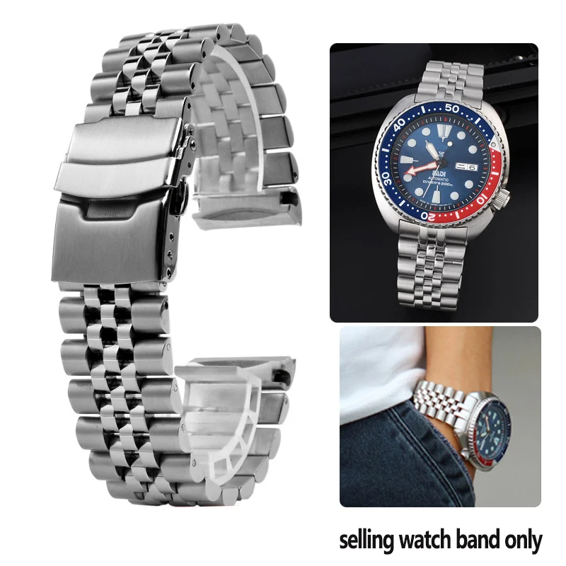 Фото Твердый ремешок для часов из нержавеющей стали для серии Seiko Abalone Turtles Prospex SRPA21 SRP777 SRPC25 SRP773 SRP775 SRP779, браслет 22 ремешок №1
