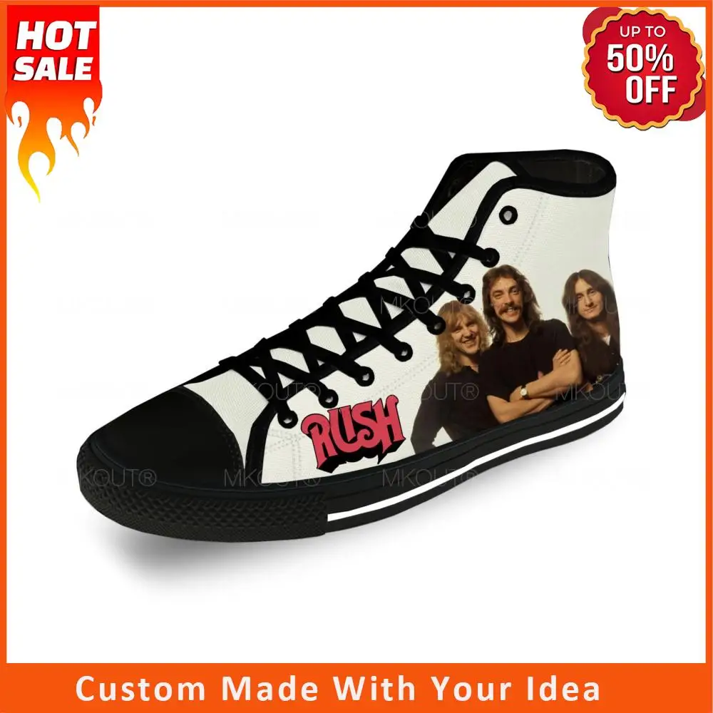 

Высокие кроссовки Rush Band для мужчин и женщин, повседневная холщовая обувь с 3D принтом для подростков, дышащая легкая обувь для косплея