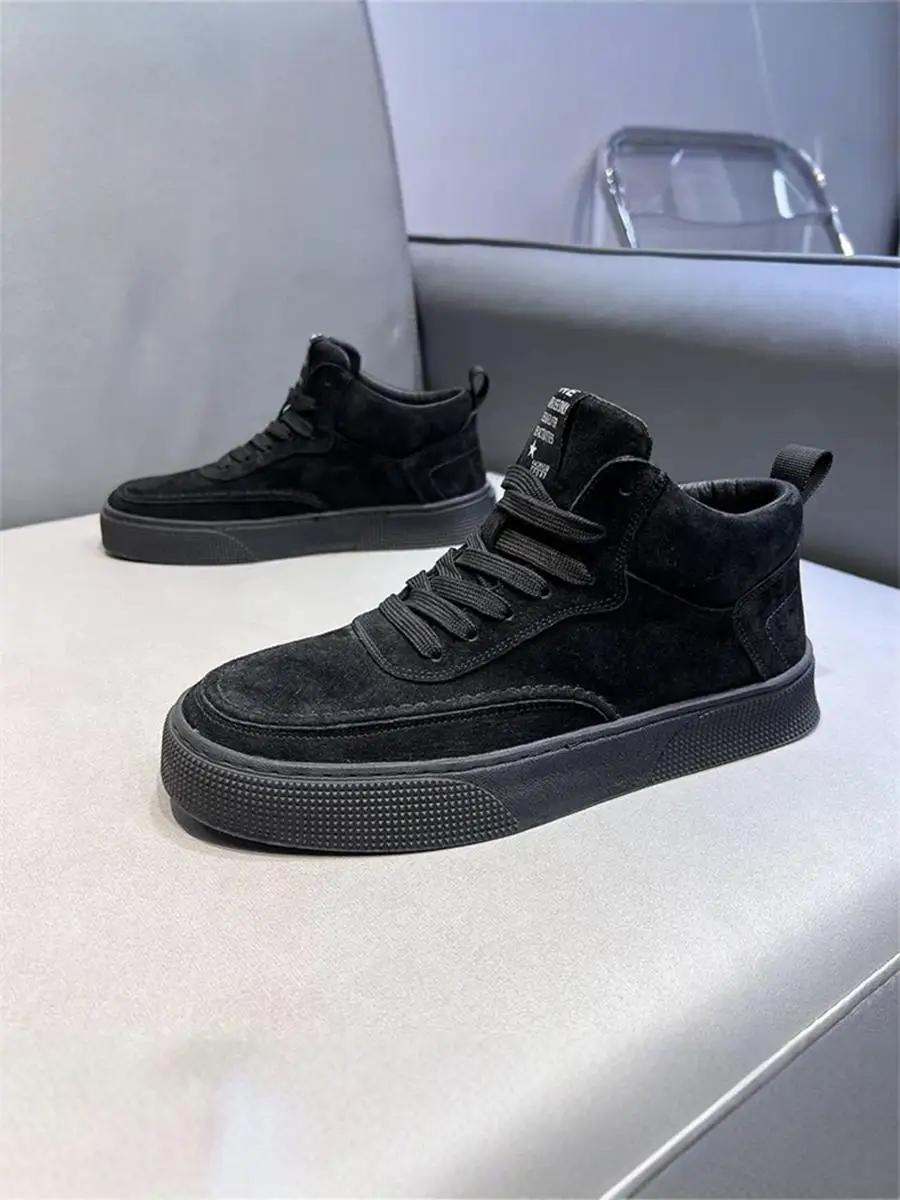 Ozhouzhan Autumn New High-Top Men's Shoes Matte Leather Trendy Fashion Casual Board Simple