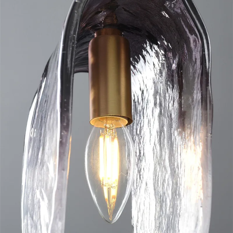 Подвесной светильник из стекла в помещении светодиодный серый витраж стиле