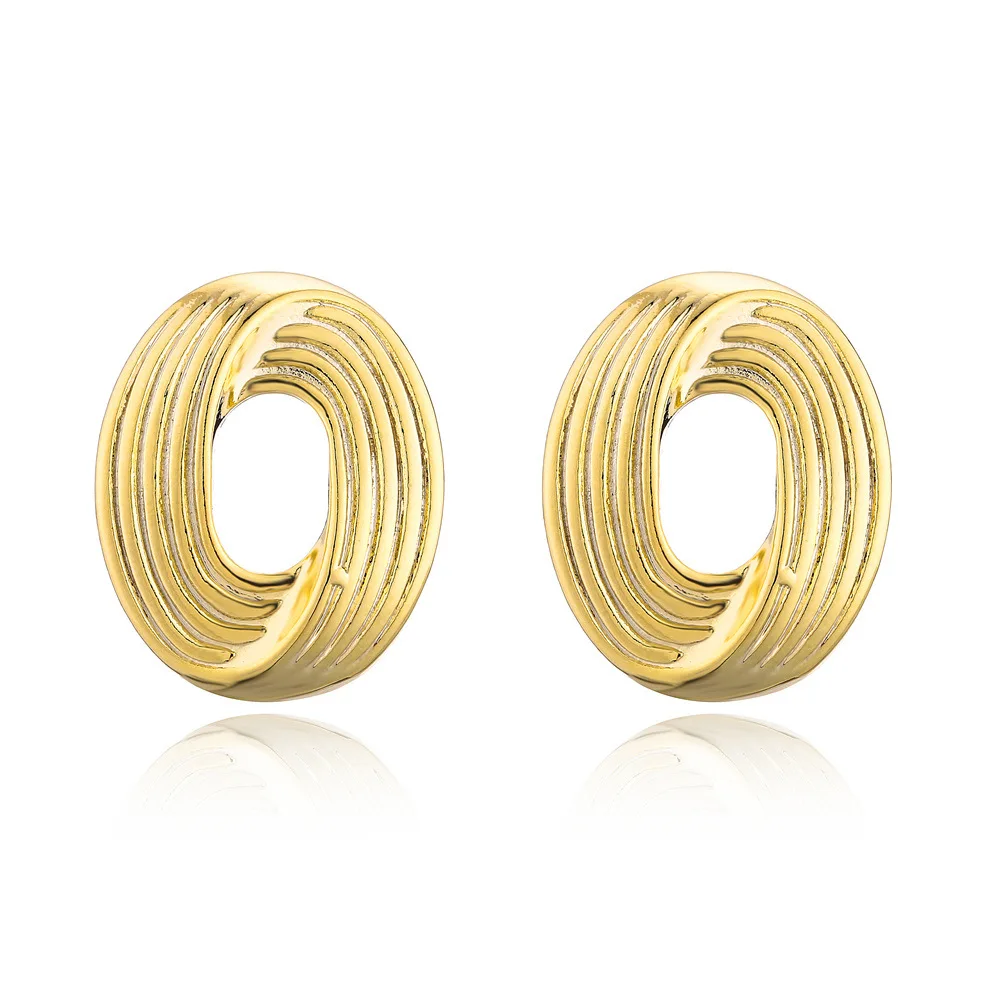 2022 Korea-Japan Metal Cool Wind Copper 14K Gold Geometric Earrings 925 Silver Needles Retro Exaggerated Earrings For Women