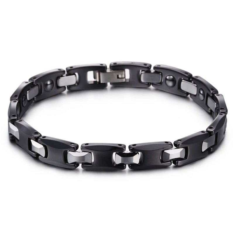 

Anti-Scratch Tungsten Steel Bracelet Men Arrow Magnetic Hematite Couple Tungsten Carbide Health Energy Bracelets Chain Link Male