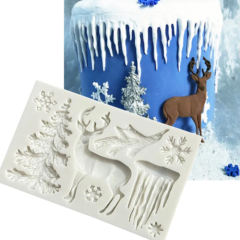 

Дерево олень Рождественская силиконовая форма для выпечки торта Sugarcraft шоколадный кекс инструменты из смолы инструменты для украшения торта из помадки