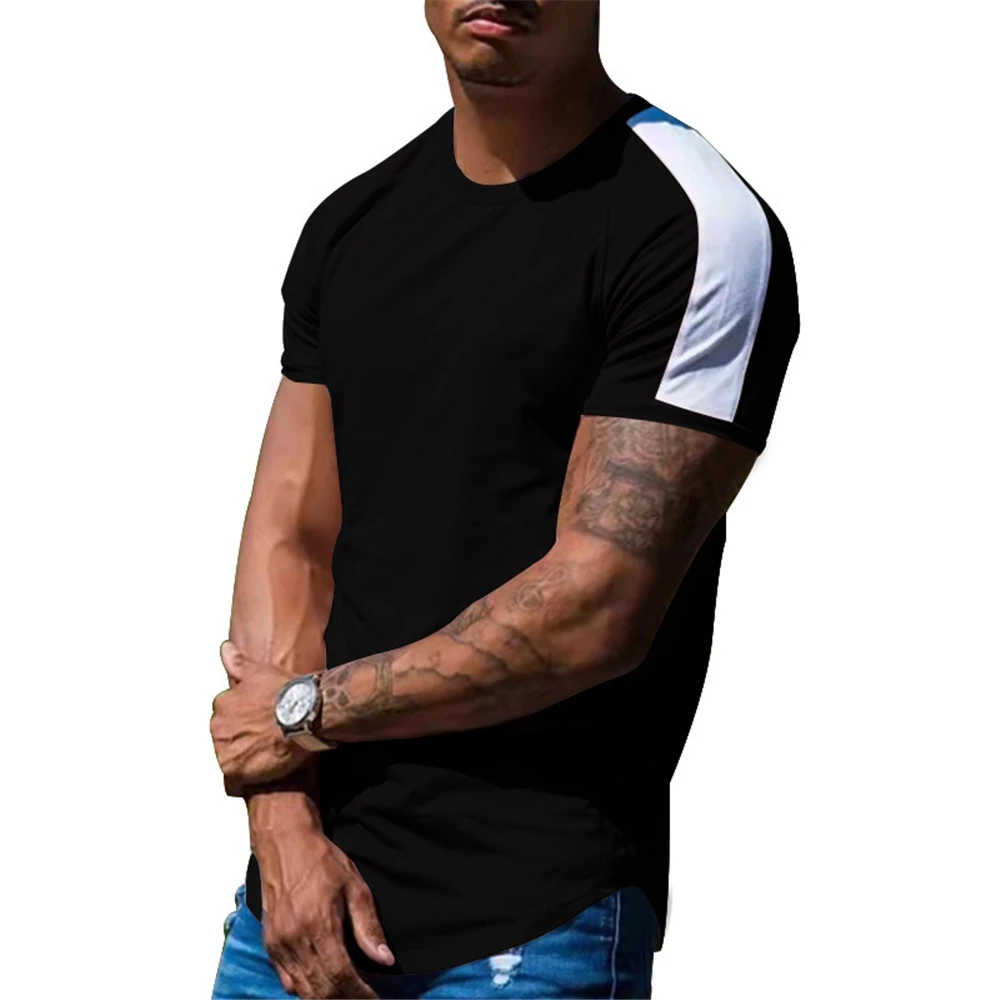 

Men Striped Short Sleeve T-Shirt Basic Slim Fit Stretch Training Leisure Tee Fashion Summer T Shirt O-neck Tops