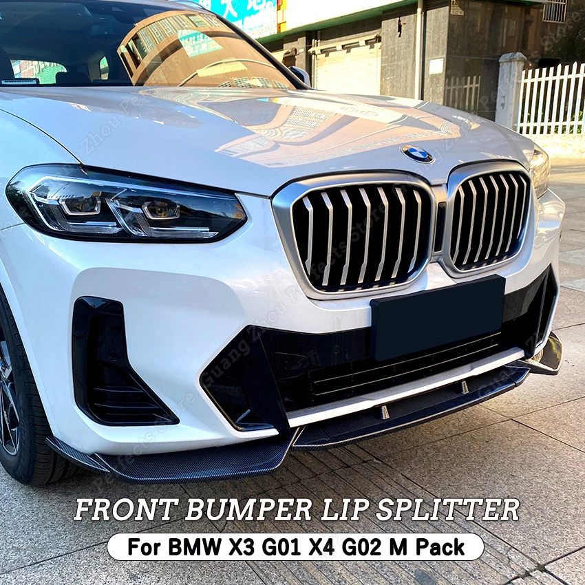 

Front Lip Bumper Side Splitter Canrds Custom Body Kit For BMW X3 G01 X4 G02 ix3 G08 M Pack 2021 2022+ Tuning Gloss Black New