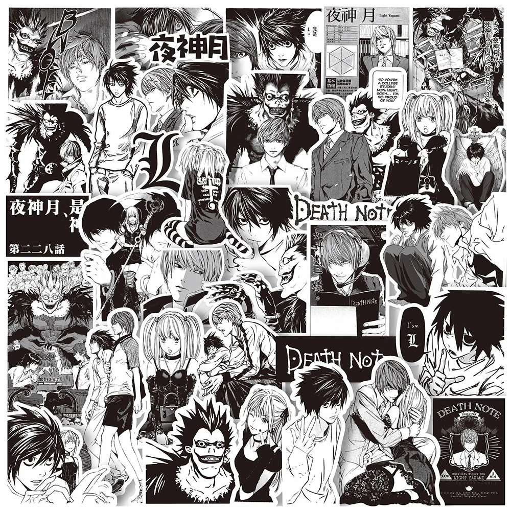 

10/30/65PCS Black White Death Note Anime Stickers Laptop Motorcycle Phone Suitcase Luggage Skateboard Waterproof Sticker Toys
