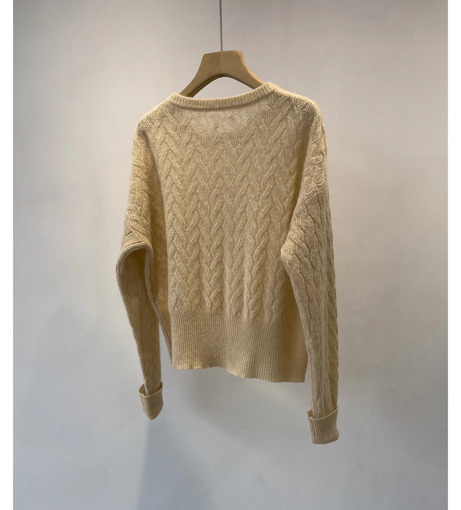 2024 M + новый вязаный свитер из пряжи со звездами и высокой талией свободный