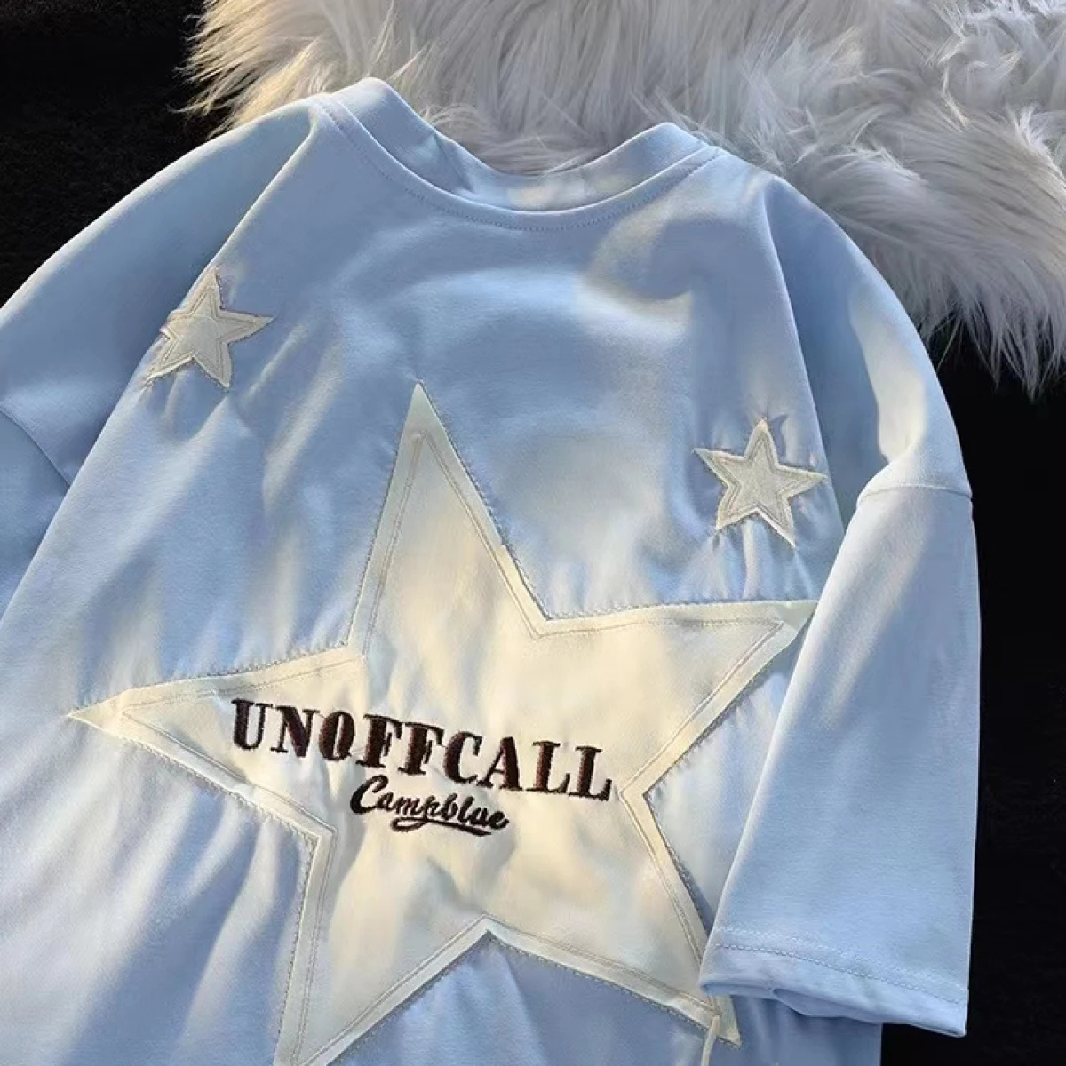 

Футболка женская хлопковая составного кроя, уличный Топ в стиле Харадзюку со звездами, свободная рубашка, модный топ в Корейском стиле для м...