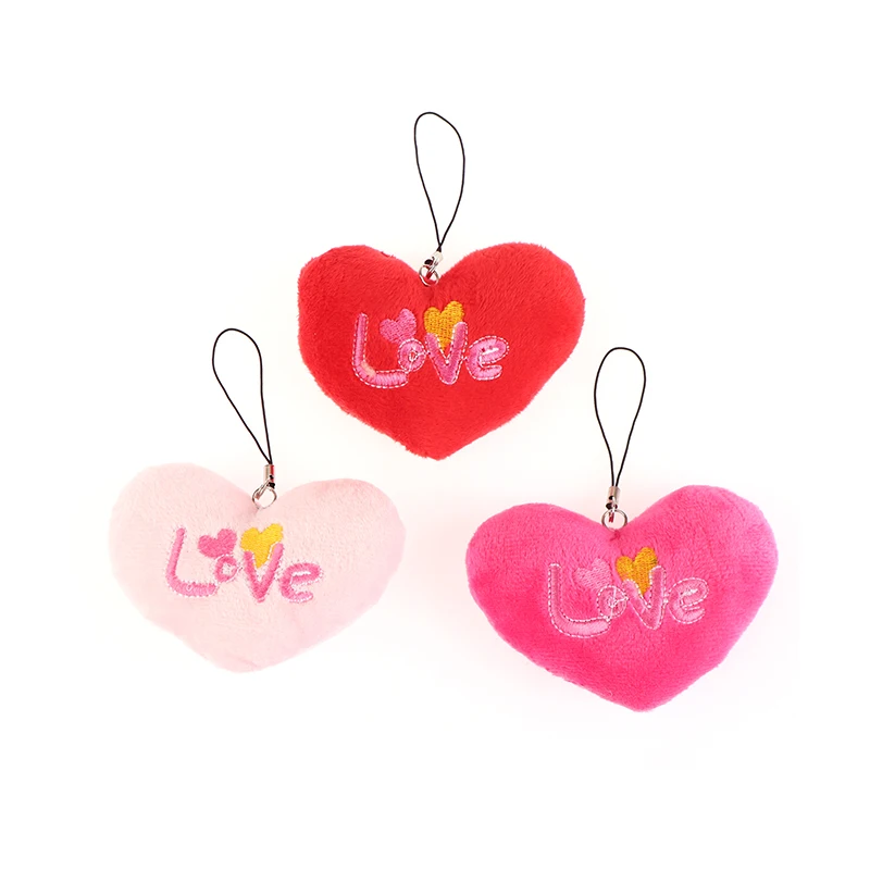 

Cute Plush Love Heart Keychain Lovely Soft Stuffed Dolls Keyring Bags Pendant For Girls Bithday Gift Wedding Decoration