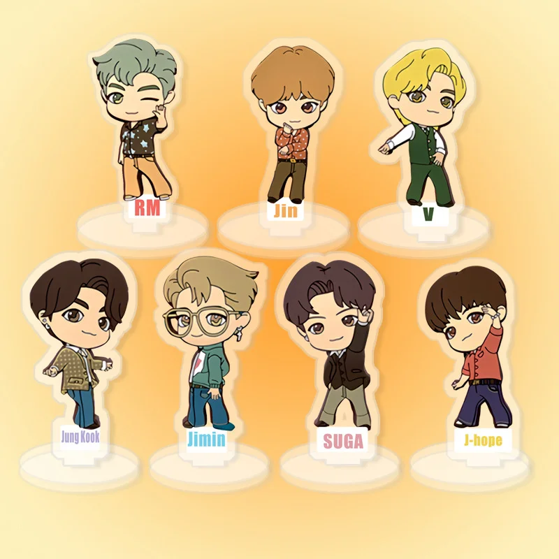 

KPOP Bangtan Boys Cartoon Characters Creative Acrylic Double-sided Standing Stop Sign Table Card New Korea Fashion Gifts K-POP V