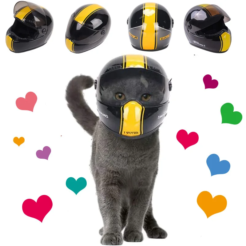 

Pet Helmet Cute Cat Dog Cap Outdoor Anti-Collision Mini Handsome Motorcycle Helmet Styling Photo Props Pet Hat Decoration