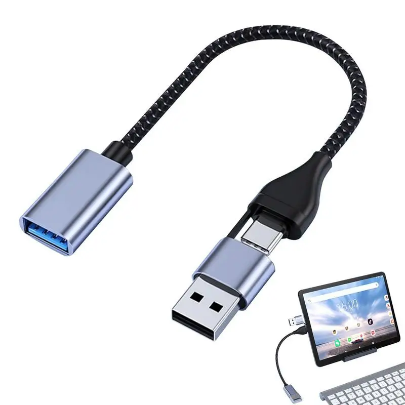 

USB C Cable Adapter 2-in-1 USB C To Type C Adaptor OTG Adapter Cable Ultra-High-Speed Data Transmission 5Gbps USB Adapter For