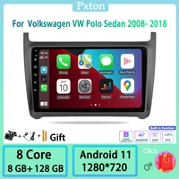 pxton android 11 0 car radio stereo multimedia player for volkswagen vw polo sedan 2008 2018 carplay auto 4g wifi gps 8g128g