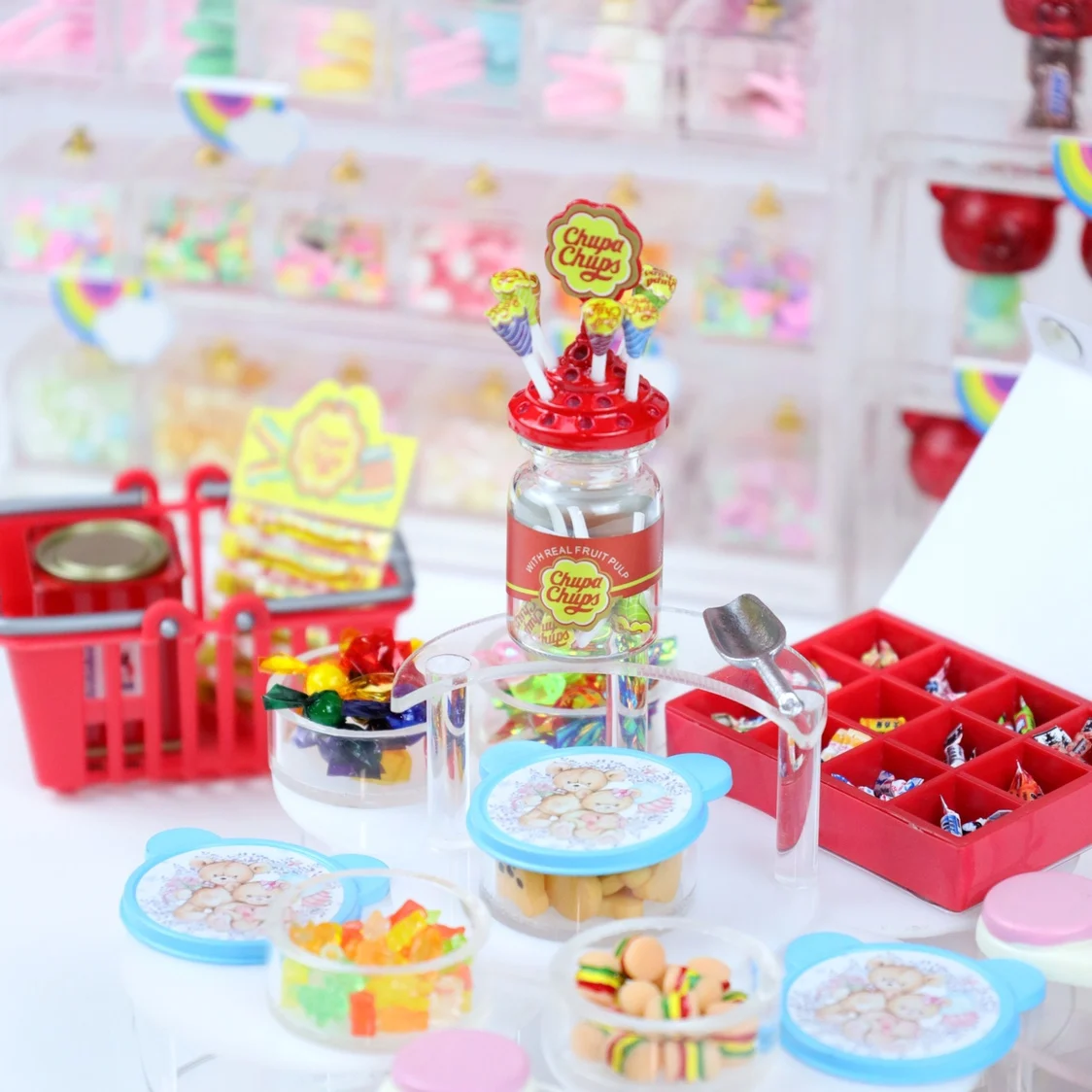 

Dollhouse Miniature Food Play Christmas Gingerbread Man Cookies Candy Store Model Watermelon Durian Fruit Stand Toy