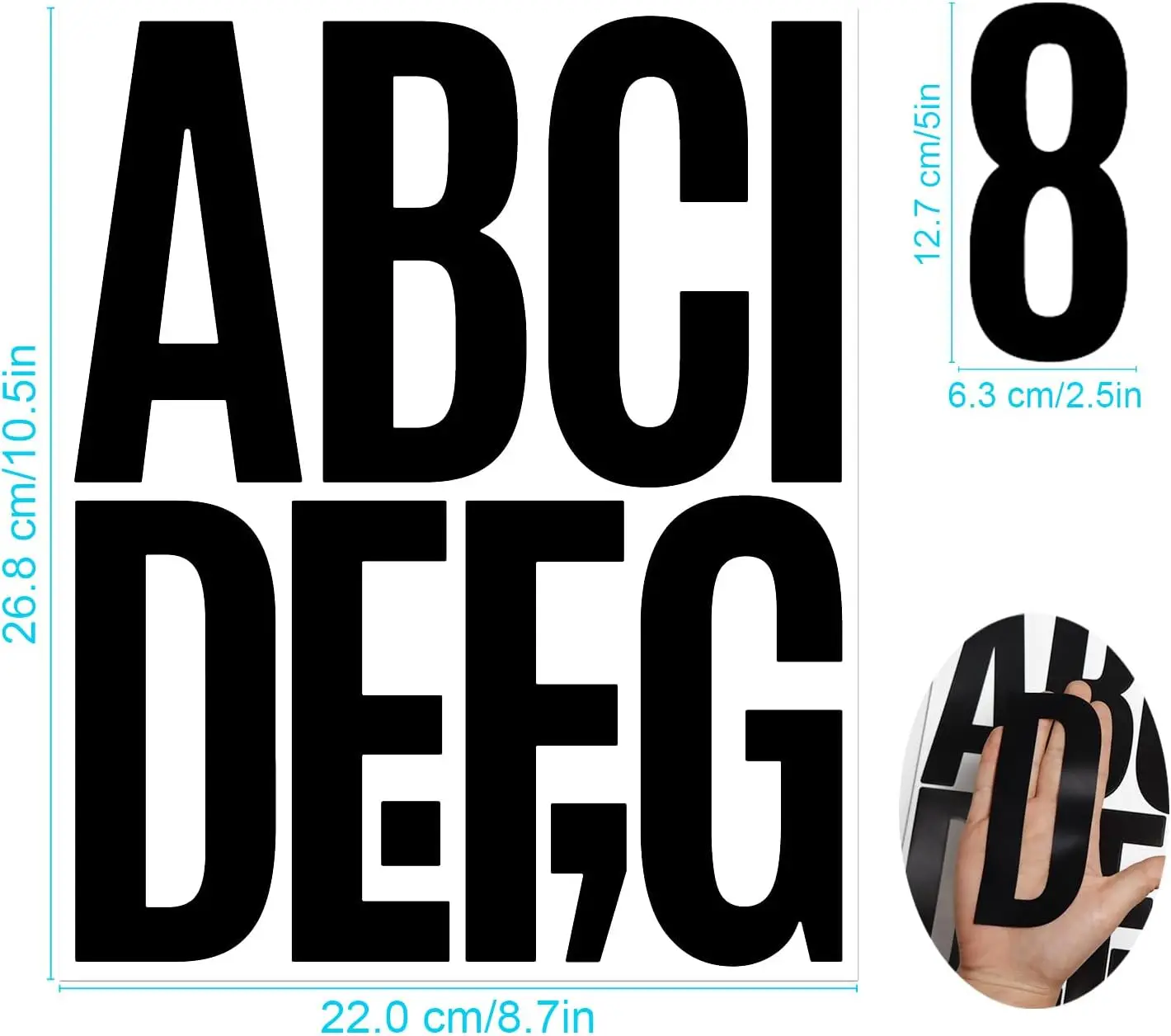 Виниловые наклейки с большими буквами 5 дюймов 4 листа