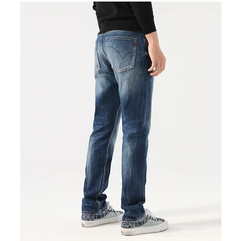 Streetwear Men 2022 Autumn and Winter New Pattern Self-cultivation Elastic Force Pencil Pants Recreational Blue Jeans Female