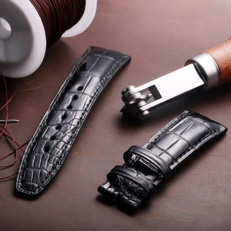 Crocodile Leather Replacement Watchbands for IWC Portugues Pilot Black Alligator Grain Watch Band Bracelet Strap 20mm 21mm 22mm enlarge