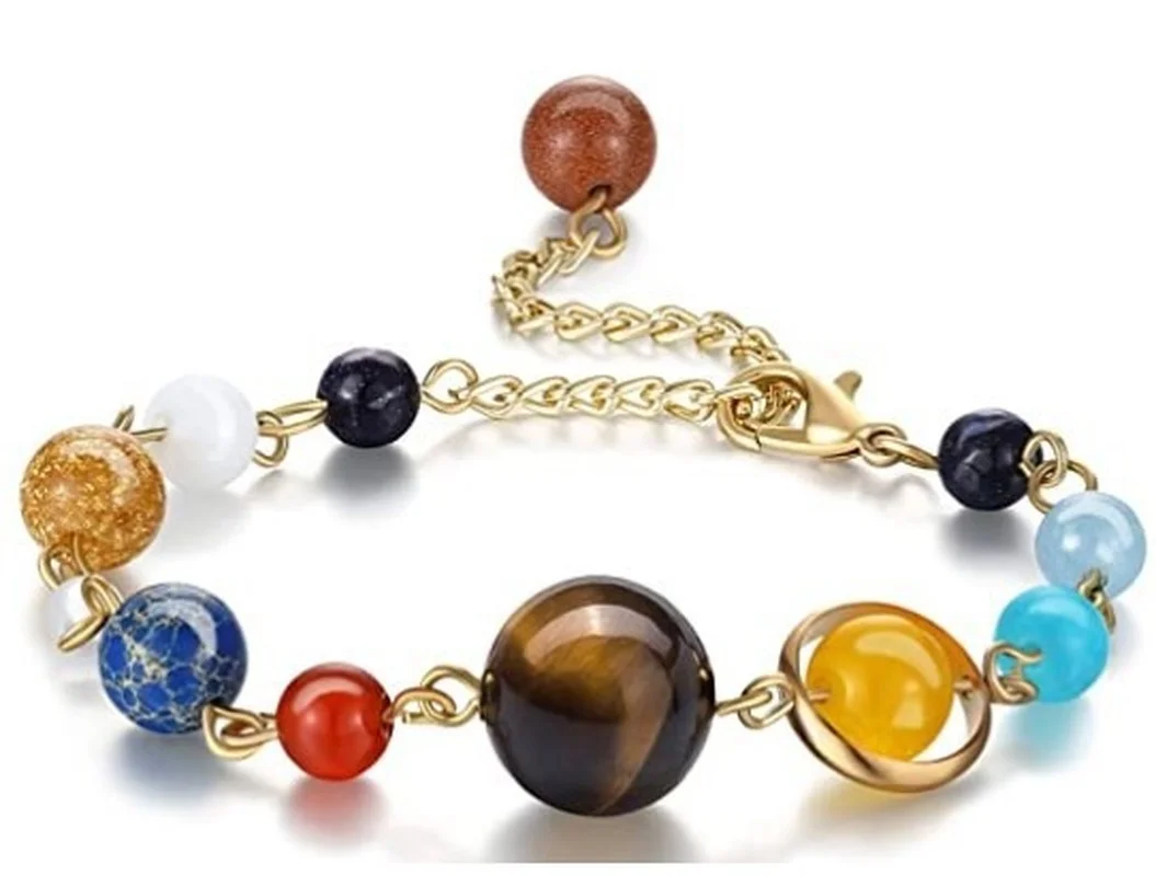 

Быстрая распродажа, взрывной браслет с солнечной системой космической Галактики, восьми планетами, браслет с бусинами из натурального камн...