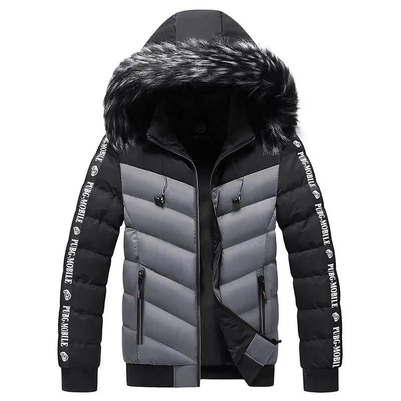 2022 Men's Winter Youth Hooded Coat Men's Thick Warm Cotton Suit Windproof Color Quilted Cotton-padded Jacket Casual