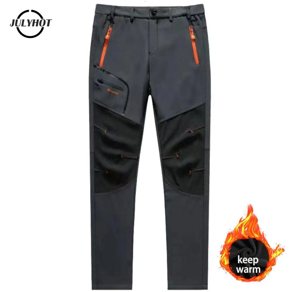 

Waterproof Windproof Outdoor Soft Shell Rain Trousers Trekking Camping Ski Pants Thick Warm Fleece Hiking Pants Men Winter