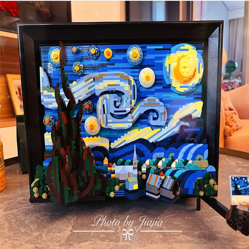 

Ideas New Classic Vincent Van Gogh Starry Moon Night Building Blocks Assembly Mini Brick Model Kit Compatible 21333 Toys For Boy